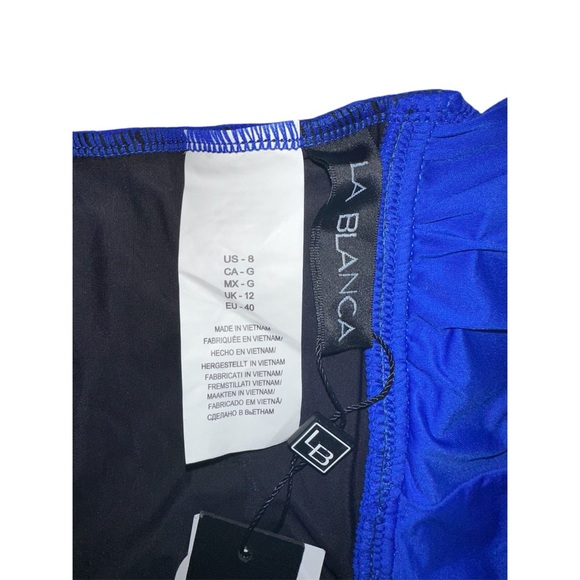 NWT La Blanca Blue Tummy Control Island Goddess Cross-Back One Piece Swimsuit - Picture 10 of 12